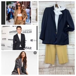 Yves Saint Laurent Blazer Dress Jacket Coat Navy Blue